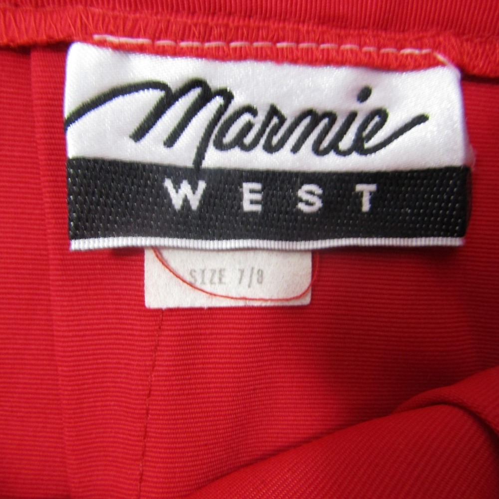 Marnie West Skirt Juniors 7/9 Red Pencil Knee Length Pleated USA Work‎ Office - Picture 2 of 6